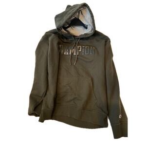Champion Green Camo Pullover Hoodie Mens L